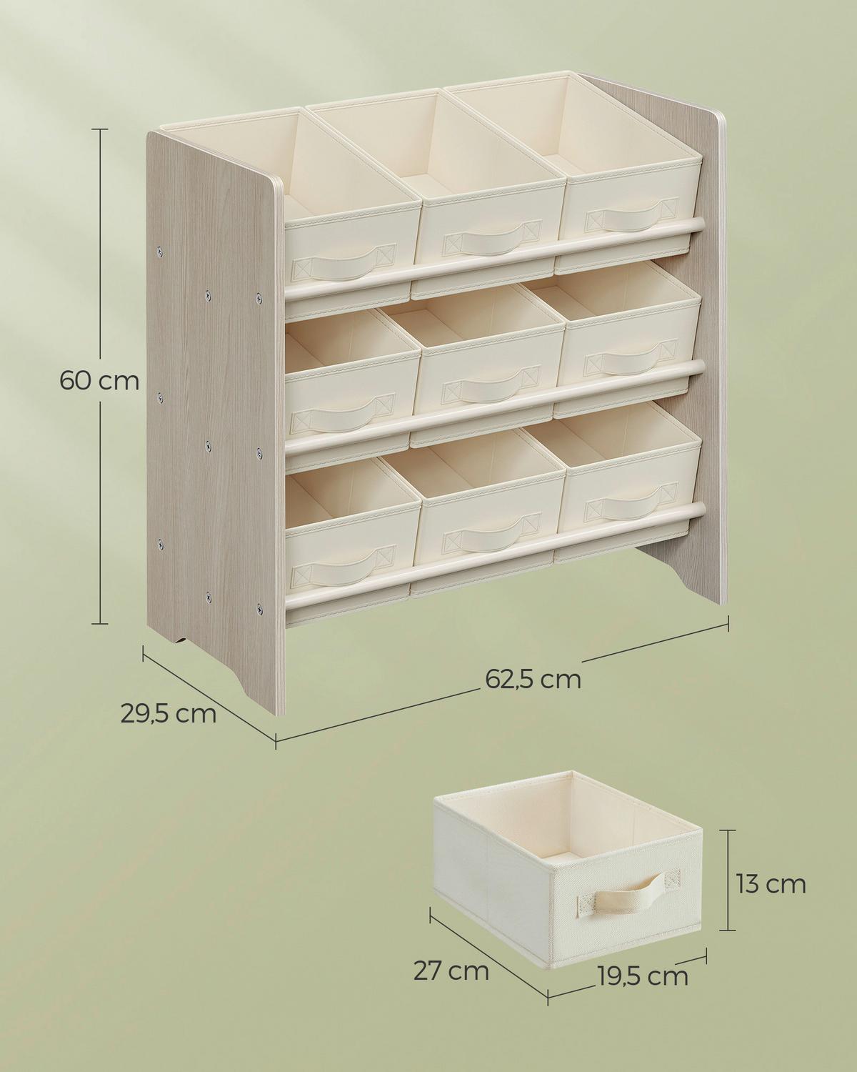 Kinderregal Toy Storage Shelf Beige B: 62,5 Cm - Beige, MODERN, Holzwerkstoff/Textil (62,5/60/29,5cm) - MID.YOU