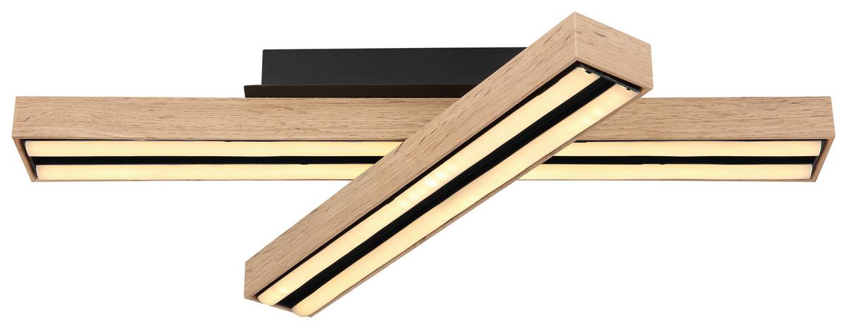 LED-Deckenleuchte Doro L: 51,5 cm Memory-Funktion - Opal/Schwarz, Basics, Kunststoff/Metall (51,5/36,5/11cm) - Globo