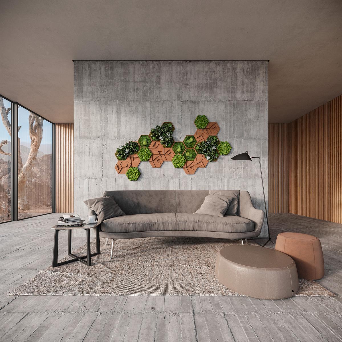 Moospaneel Grün Hellbraun B: 19 cm - Hellbraun/Grün, Basics, Naturmaterialien/Holz (19/22cm)