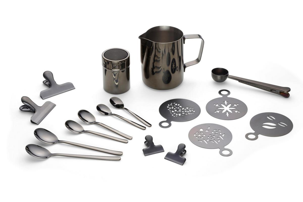 Kaffeeset Cosme - Schwarz, Basics, Metall - Echtwerk