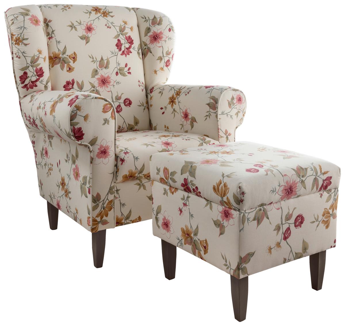 Sesselset Asino Beige/rot/wengefarben B: 80 Cm - Wengefarben/Beige, ROMANTIK / LANDHAUS, Textil (80/102/86cm) - Livetastic