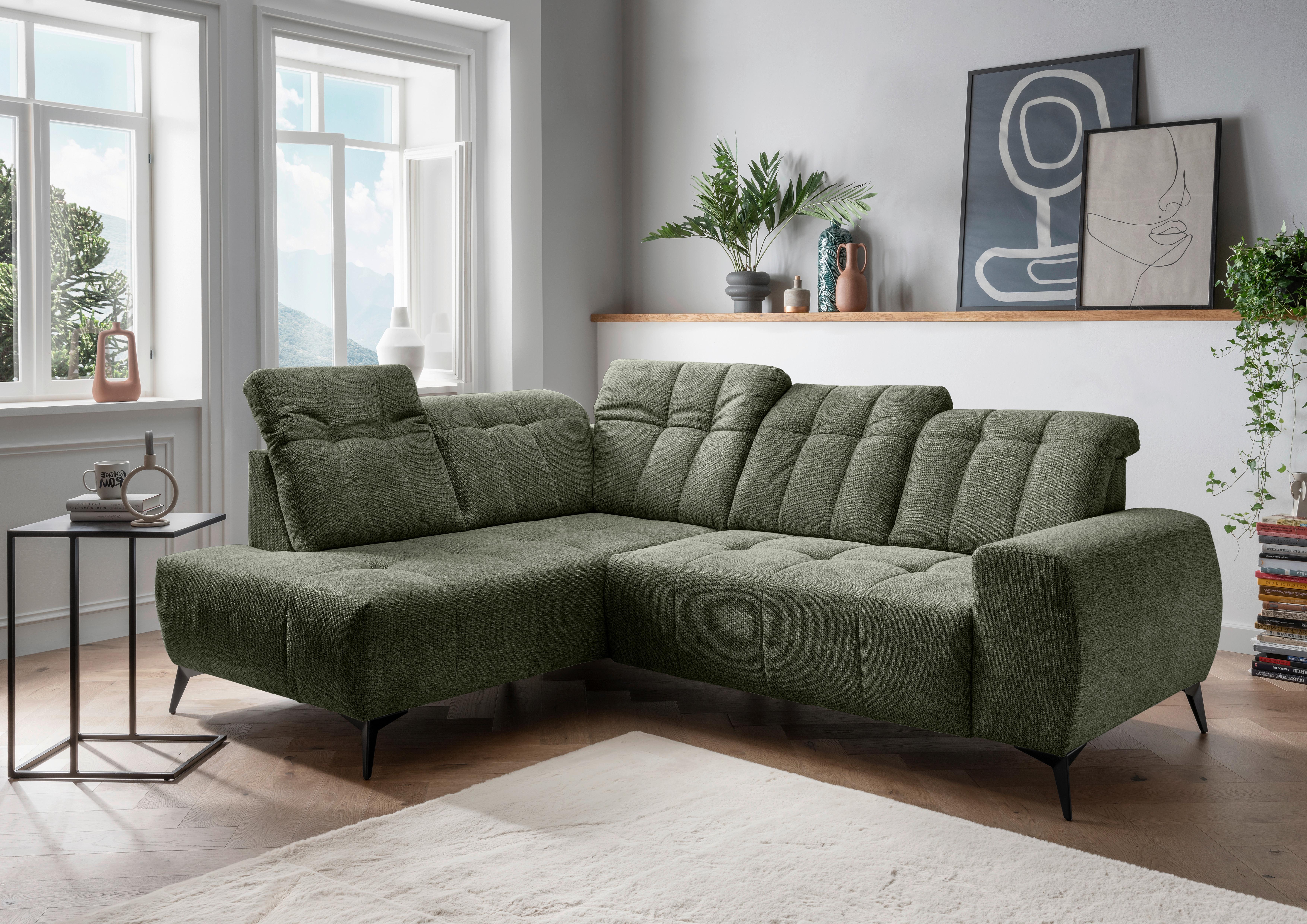 ECKSOFA Sano, Grün S: 200x261 cm - Schwarz/Grün, MODERN, Textil (200/261cm) - Livetastic