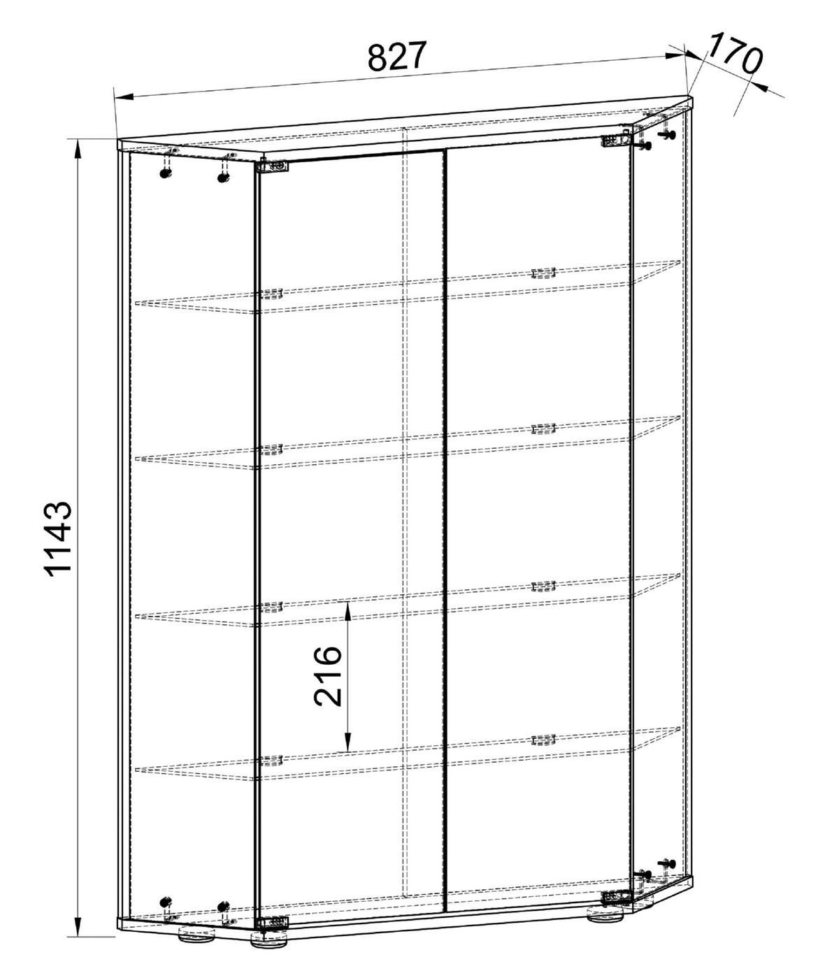 VITRINE Benila Silberfarben B: 83 cm - Transparent/Silberfarben, Design, Glas/Holzwerkstoff (83/114/17cm) - MID.YOU