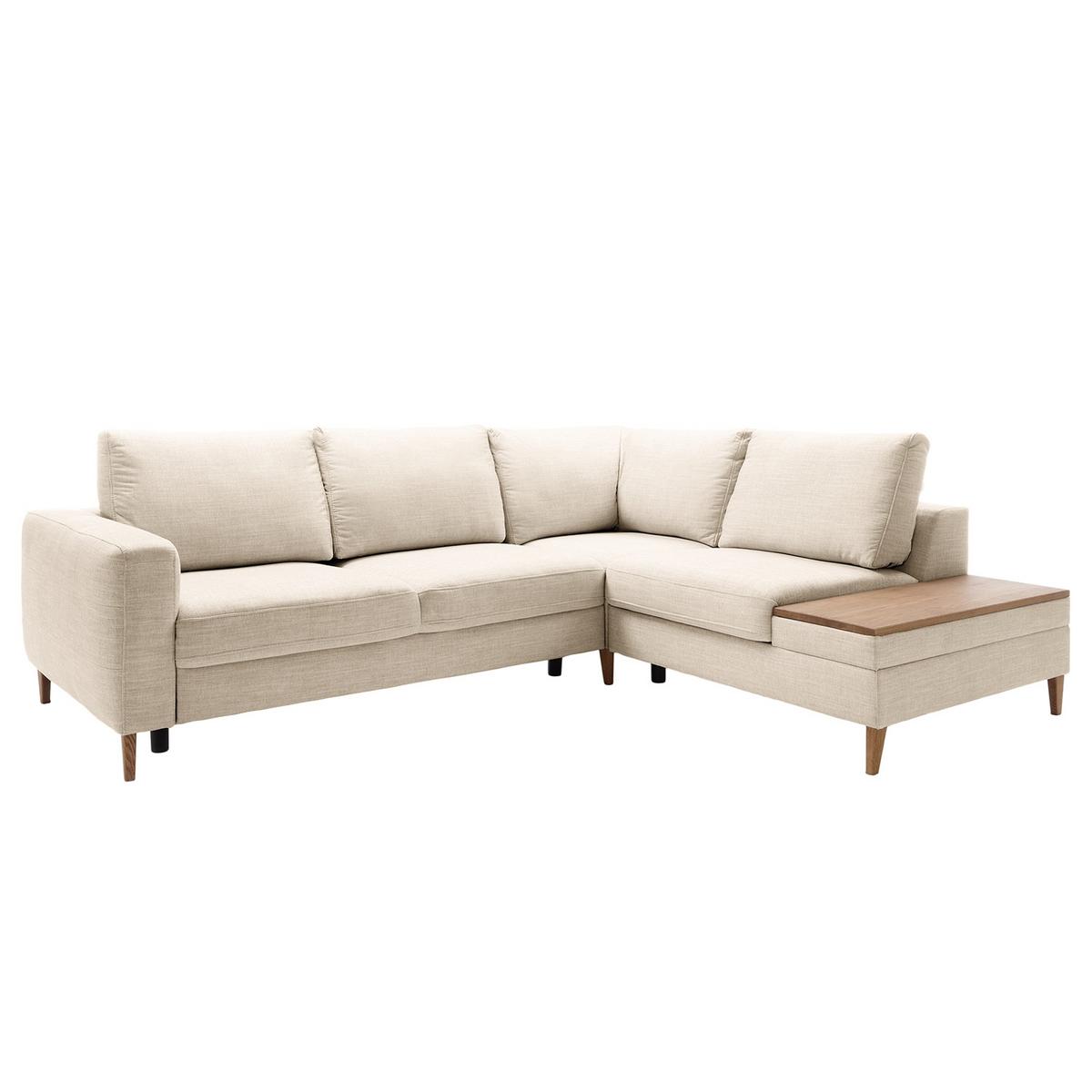 Ecksofa Alika Silberfarben S: 260x204 cm - Eschefarben/Silberfarben, MODERN, Textil (260/204cm) - Trendmanufaktur