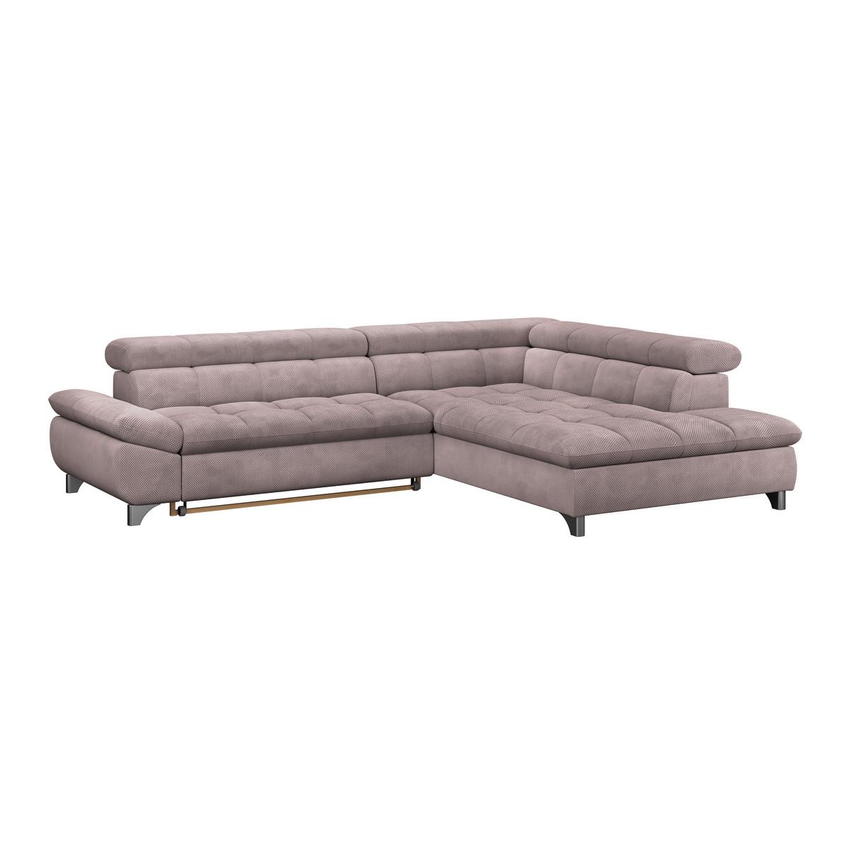 Ecksofa mit Schlaffunktion Gemini Rosa Chenille - Chromfarben/Rosa, KONVENTIONELL, Textil (312/234cm)