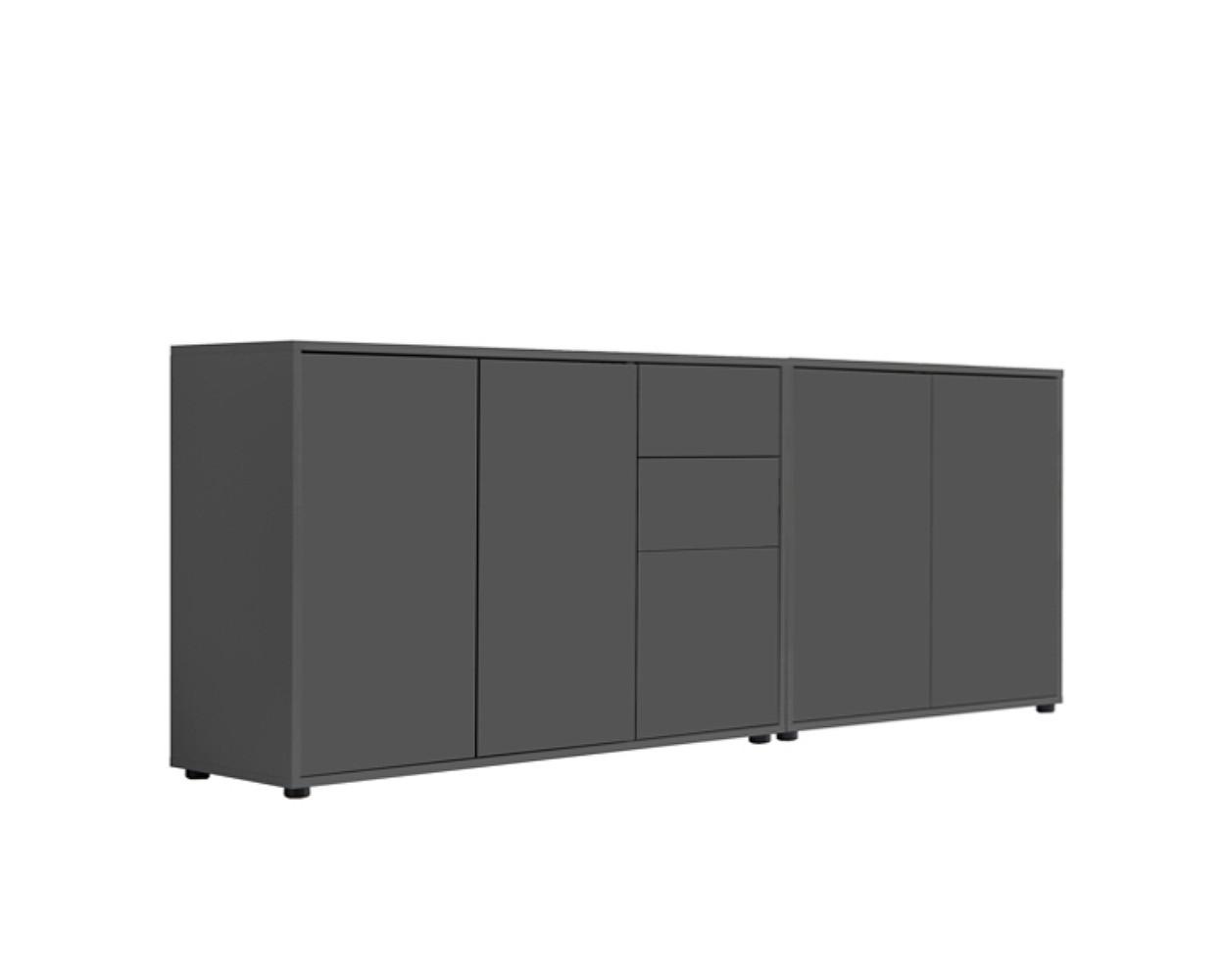 Sideboard Mailland Anthrazit B: 184,5cm - Anthrazit/Schwarz, MODERN, Holzwerkstoff (184,5/73/33cm) - MID.YOU