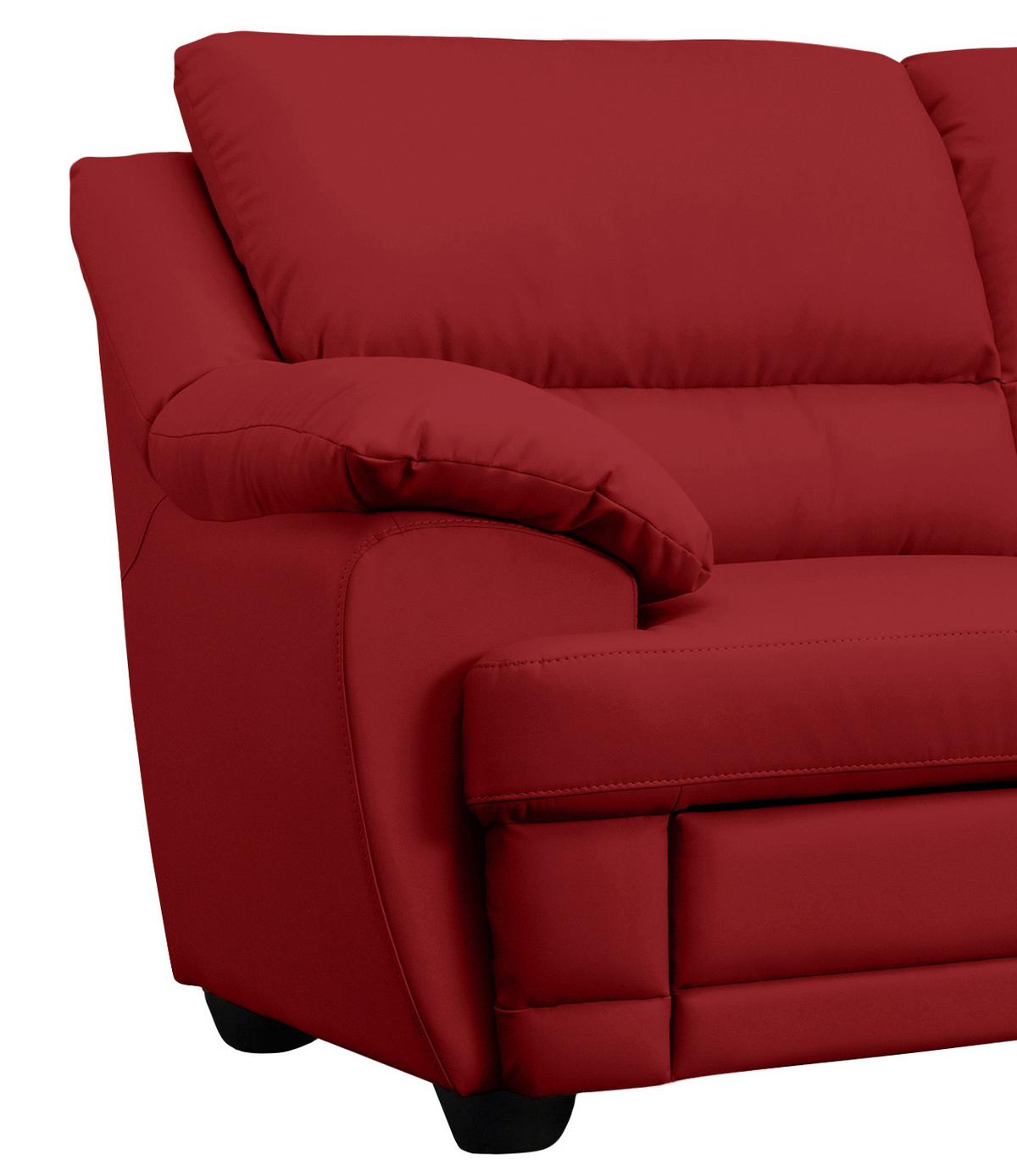 Ecksofa Nebolo Rot Lederlook - Rot, Design, Textil (245/225cm) - Livetastic