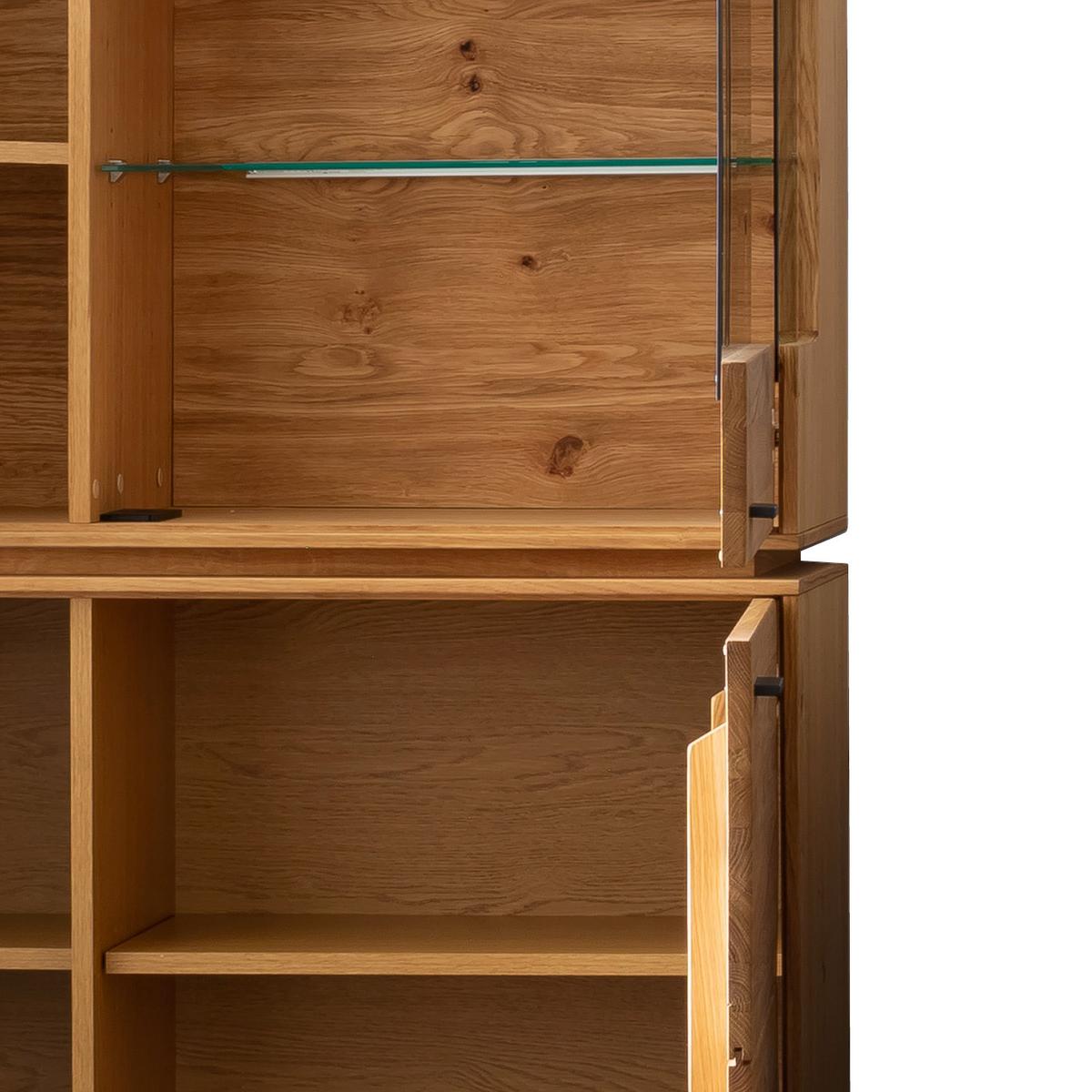 Wohnkombination Massiv 3-tlg. Como Wildeiche - Wildeiche, Natur, Glas/Holz (286/181/51cm) - MID.YOU