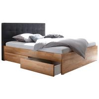 Stauraumbett Elito Mit 2 Schubladen 140x200 cm - Anthrazit/Buchefarben, MODERN, Holz/Textil (140/200cm) - Hasena