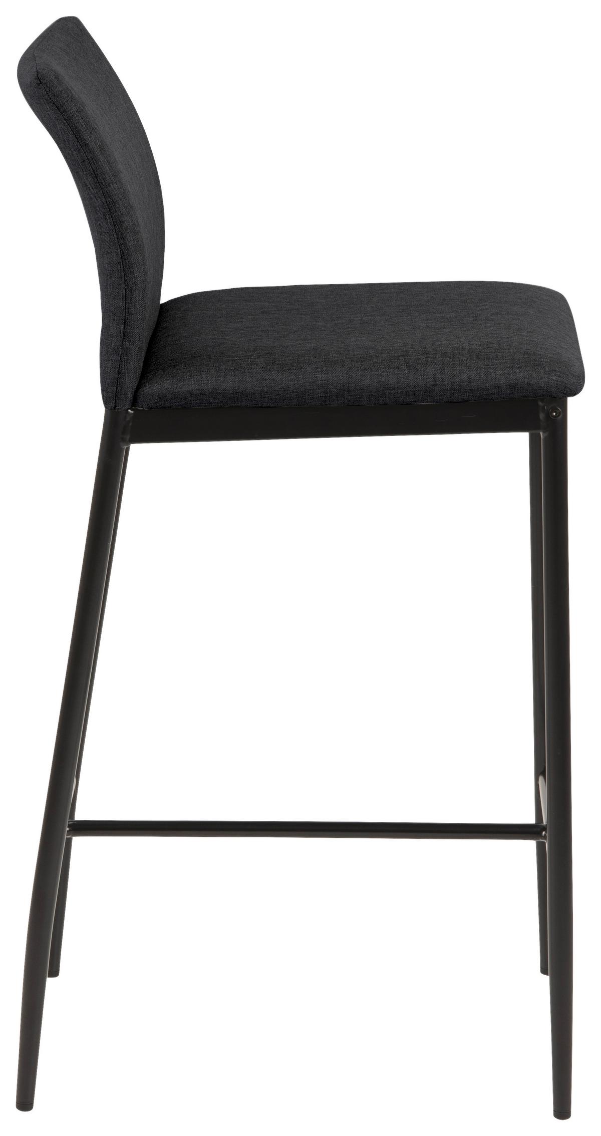 Barhocker mit Lehne Gepolstert Demina Schwarz - Schwarz/Grau, KONVENTIONELL, Textil/Metall (41/90,5/48,5cm) - MID.YOU