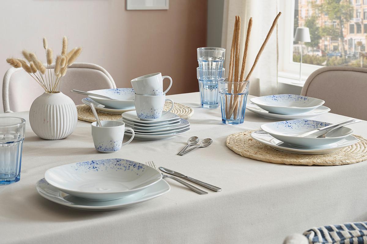 Trinkglas Blau Maren ca. 400 ml - Blau/Klar, Glas (9,2/12,8cm) - Luca Bessoni