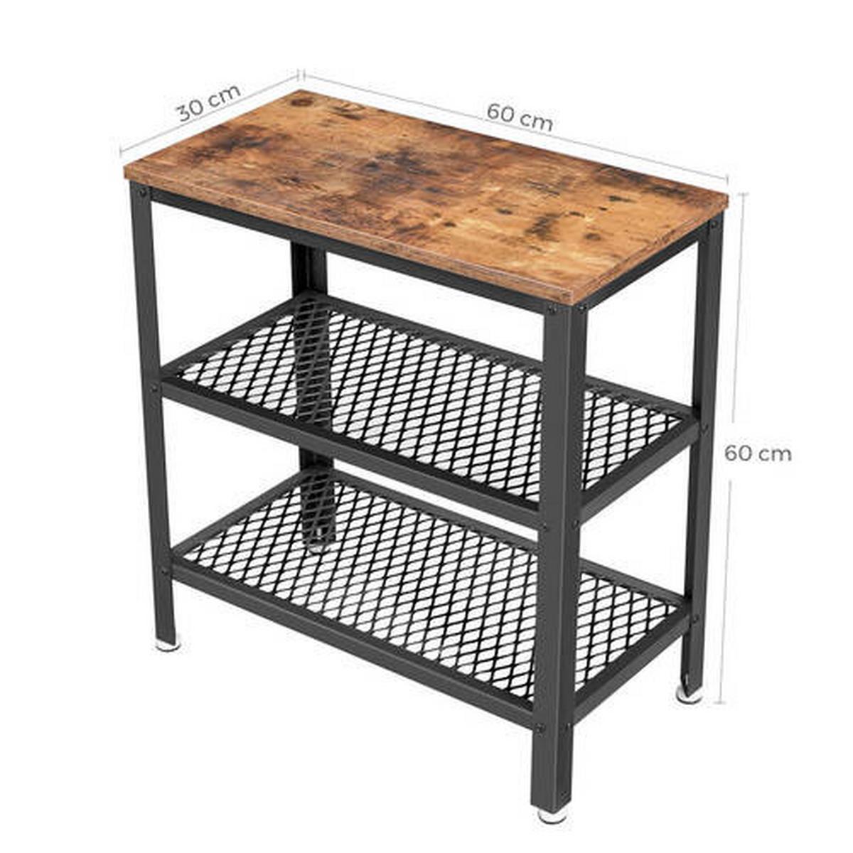 Beistelltisch mit Ablagefächer Braun, Schwarz - Schwarz/Braun, Trend, Holzwerkstoff/Metall (60/60/30cm) - Boxxx
