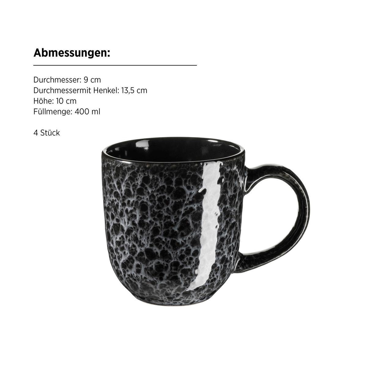 Kombiservice Flippa Steinzeug 4 Personen Geschirr Set - Schwarz, Trend, Keramik - Mäser