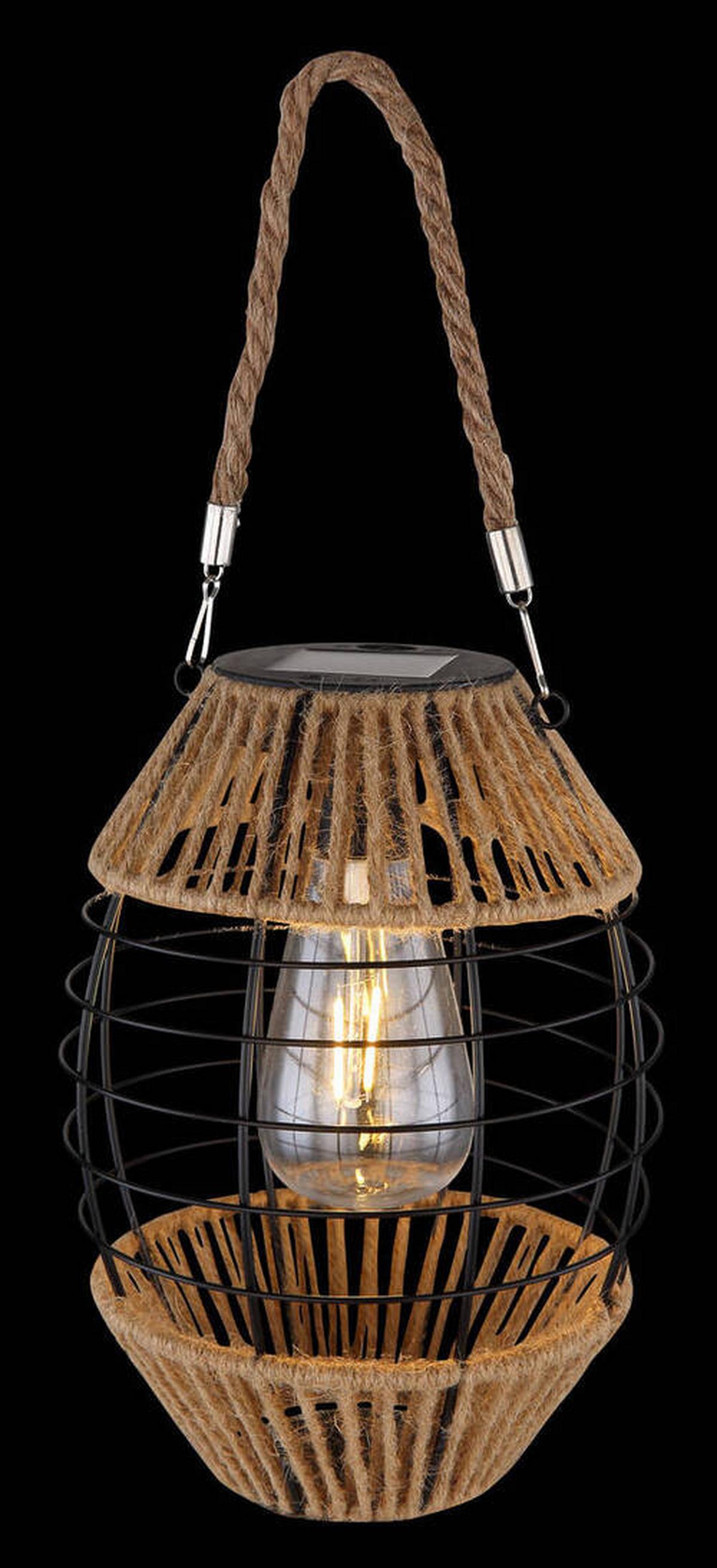 Solarleuchte Naturfarben /schwarz 36669 H: 40,5cm - Klar/Schwarz, Natur, Naturmaterialien/Kunststoff (16,5/40,5cm) - Globo