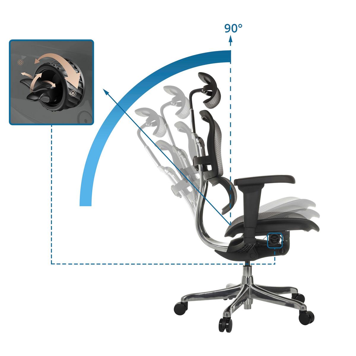 Drehstuhl Ergohuman Ultra Gen2 Schwarz B: 65 cm - Silberfarben/Schwarz, MODERN, Kunststoff/Textil (65/132/60cm) - MID.YOU