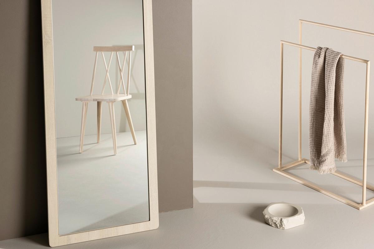 Dekospiegel Memphis Weiß B: 60cm - Weiß, MODERN, Glas/Holz (60/193/3cm) - Livetastic