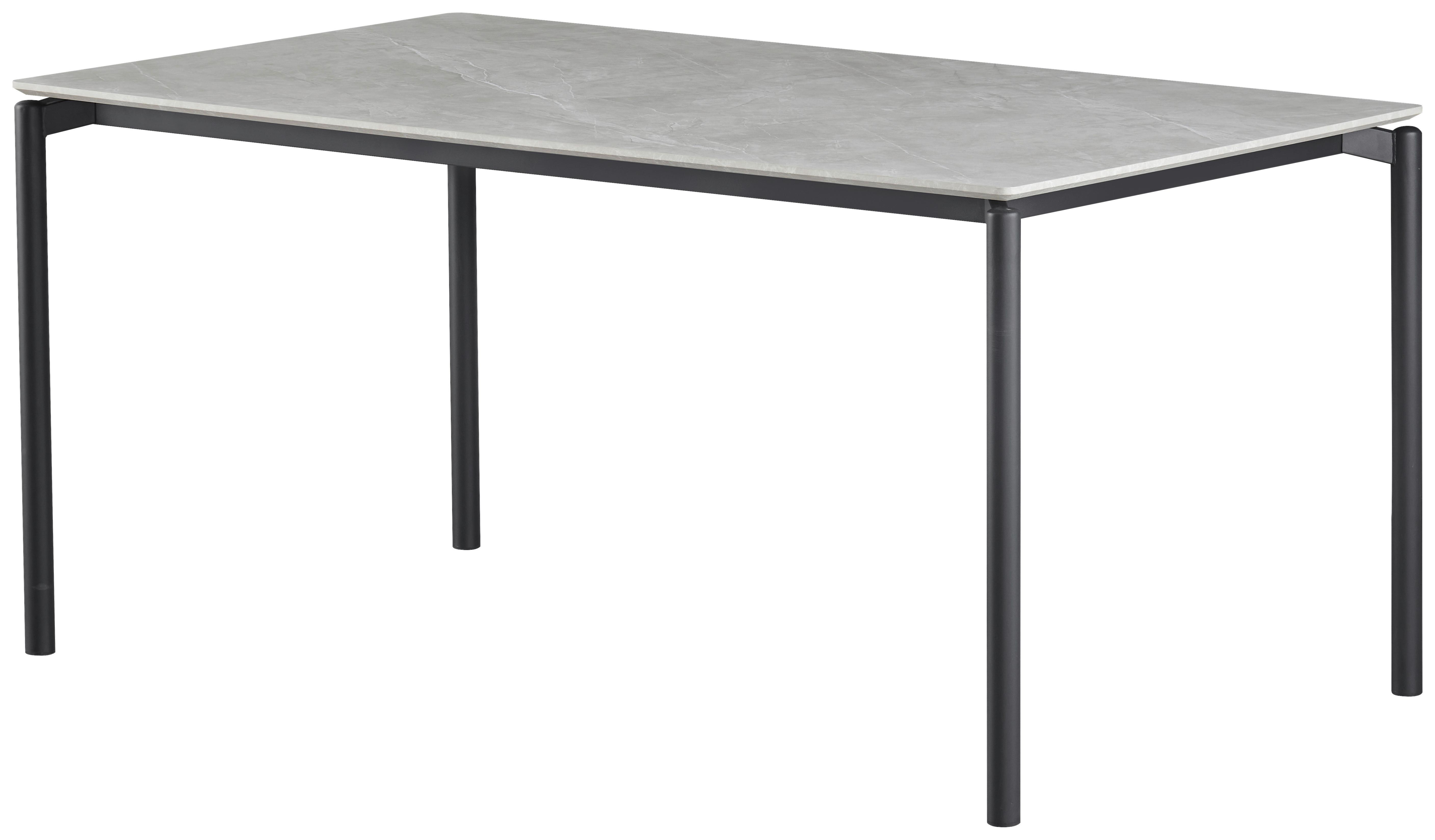 Esstisch Lean Mdf Grau, B: 160 cm - Schwarz/Grau, KONVENTIONELL, Holzwerkstoff/Metall (160/76/90cm) - P & B