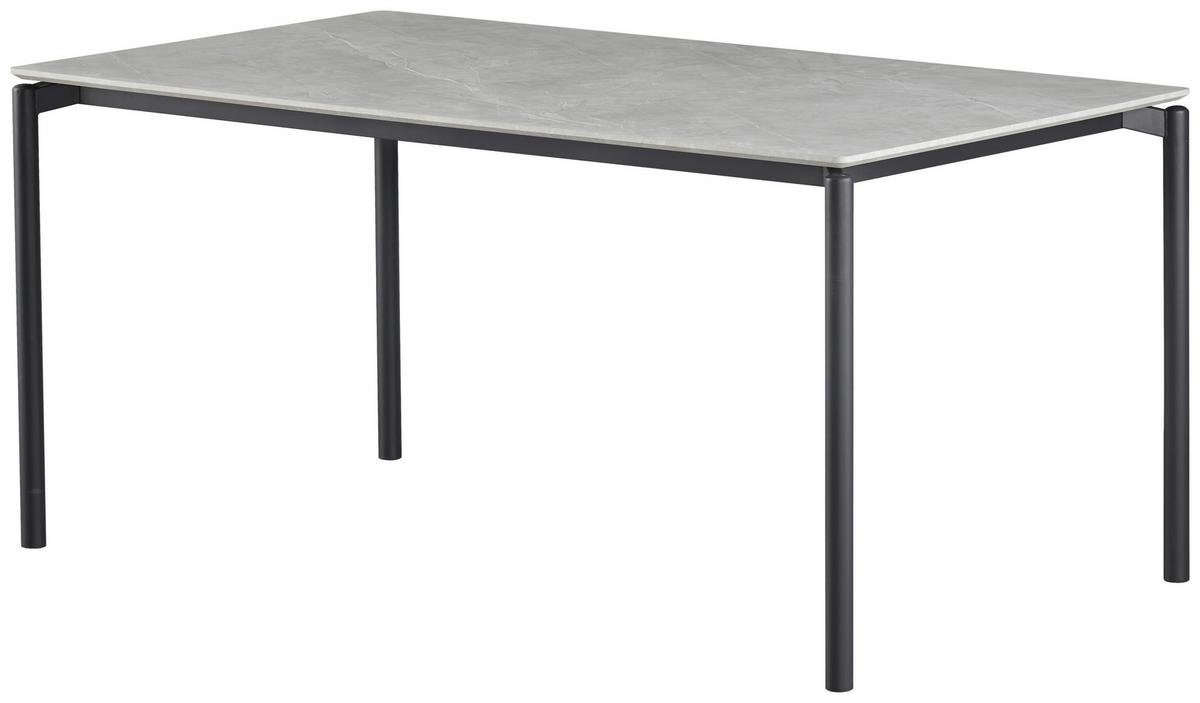 Esstisch Lean Mdf Grau, B: 160 Cm - Schwarz/Grau, KONVENTIONELL, Holzwerkstoff/Metall (160/90/76cm) - P & B