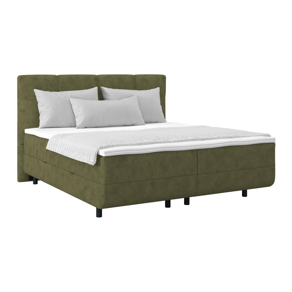 Polsterbett mit Bettkasten 200x200 cm London Olivgrün