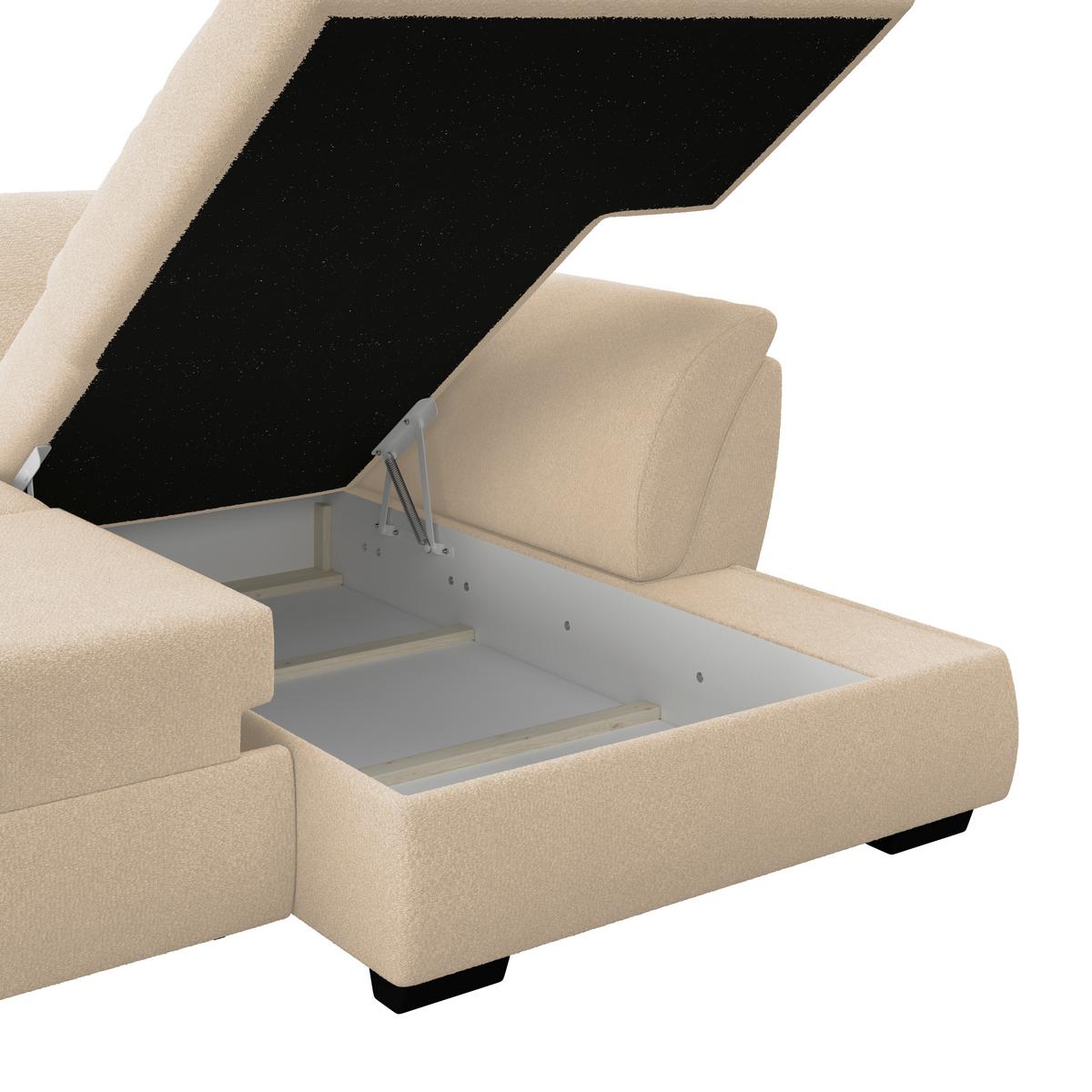 Rohová sedačka BERISSO, pravá, béžová - černá/béžová, Konvenční, textil (278/187cm) - Ondega