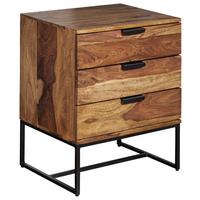 Nachttisch Sheeshamfarben B: 50 cm - Sheeshamfarben/Schwarz, Design, Holz/Metall (50/65/40cm) - MID.YOU