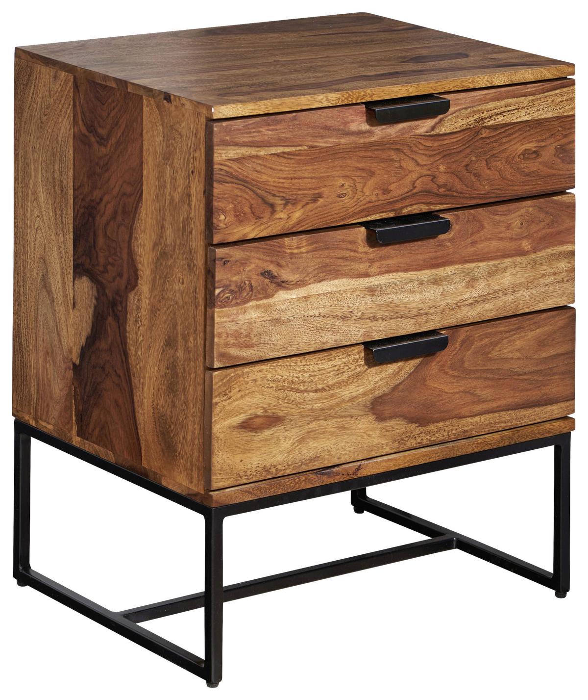 Nachttisch Sheeshamfarben B: 50 cm - Sheeshamfarben/Schwarz, Design, Holz/Metall (50/65/40cm) - MID.YOU