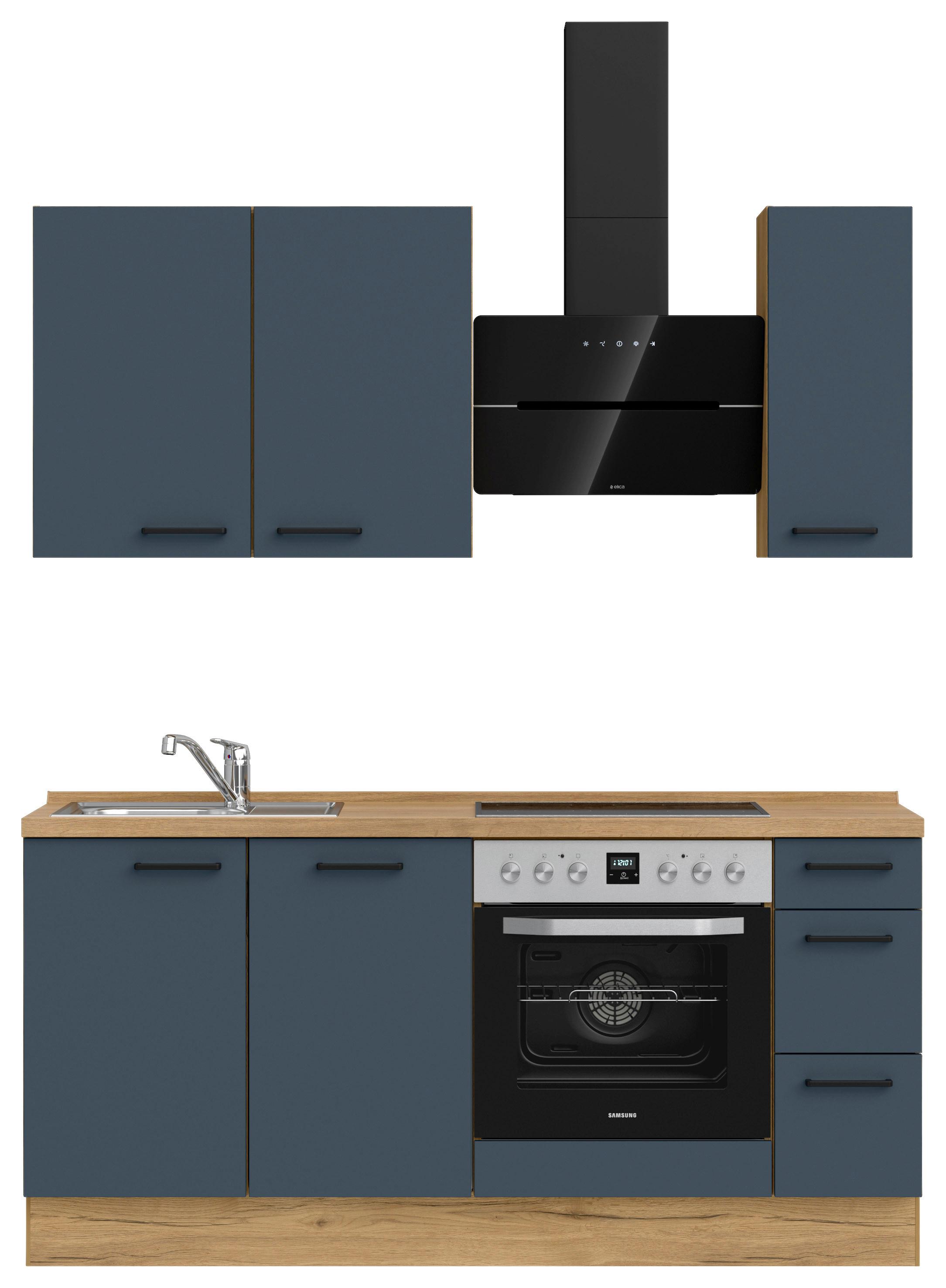 Küchenleerblock Easytouch High-Line, H1 Rechts - Blau/Eichefarben, MODERN, Holzwerkstoff (180cm) - Nobilia