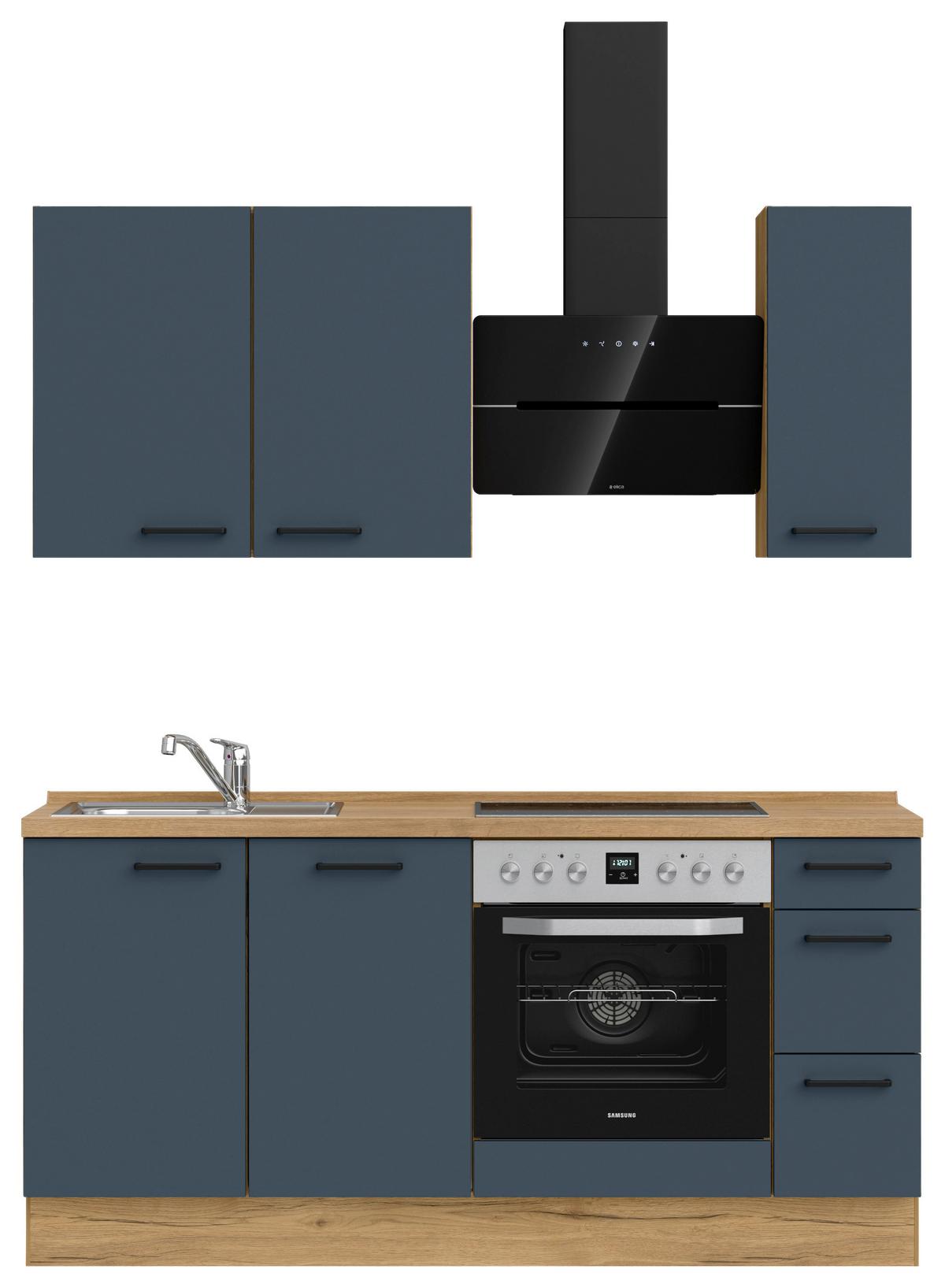 Küchenleerblock Easytouch High-Line, H1 Rechts - Blau/Eichefarben, MODERN, Holzwerkstoff (180cm) - Nobilia