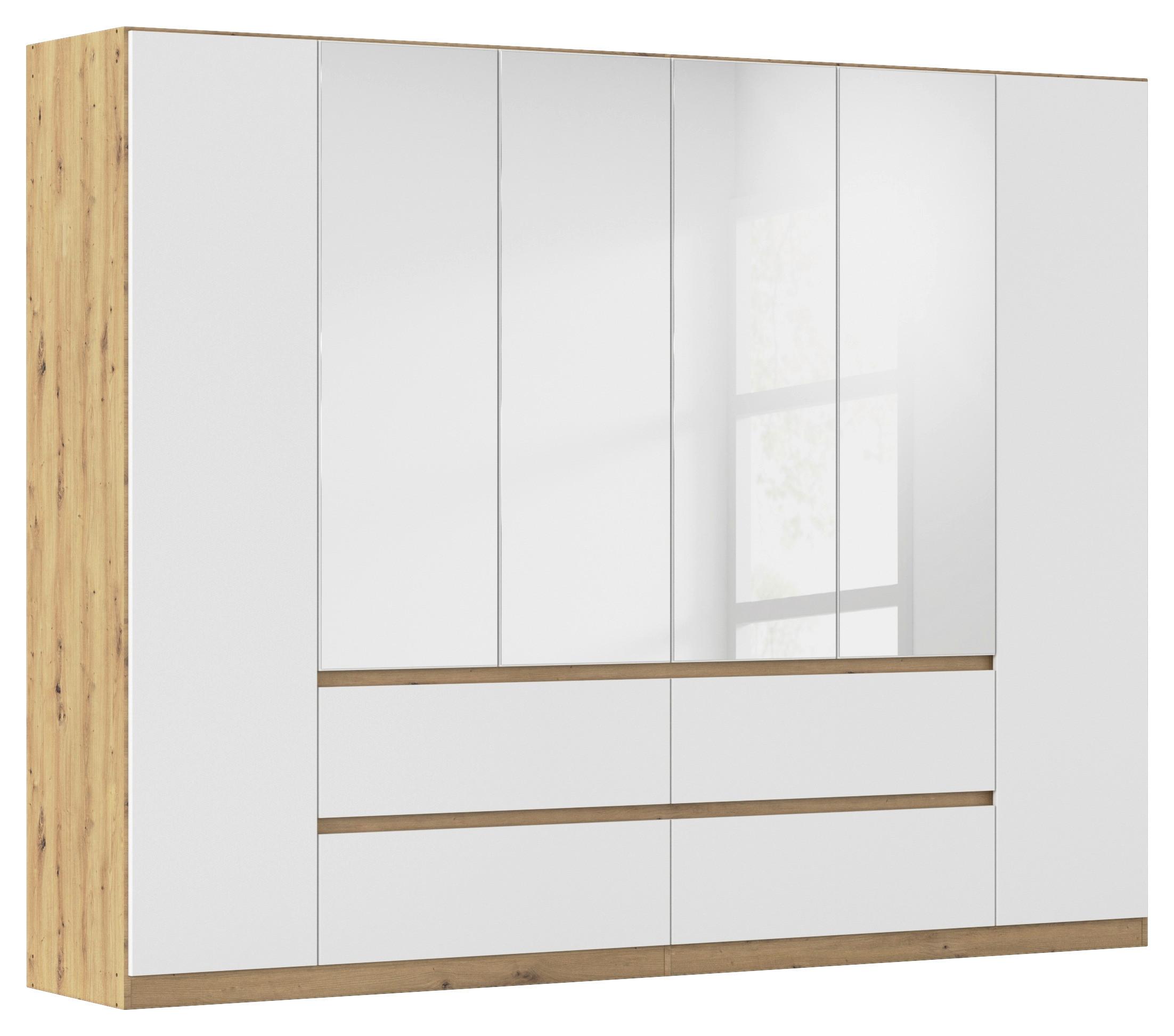 Drehtürenschrank Mainz Eiche Artisan B: 271 cm - Silberfarben/Weiß, Basics, Holzwerkstoff (271/210/54cm) - Rauch Möbel