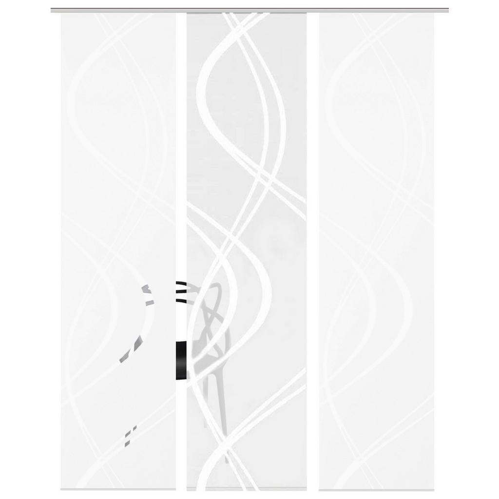 Flächenvorhang 3--Teilig. Tiberio B: 60 cm, Weiß halbtransparent