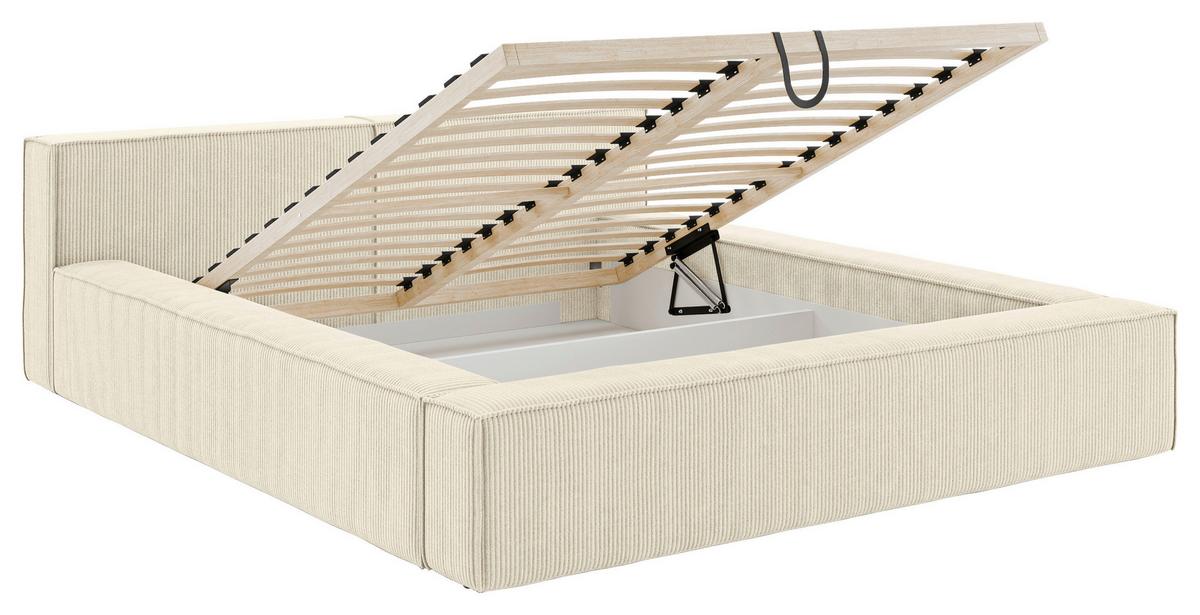 Polsterbett inkl. Lattenrost 180x200 - Beige/Schwarz, Basics, Holz/Textil (180/200cm) - Livetastic