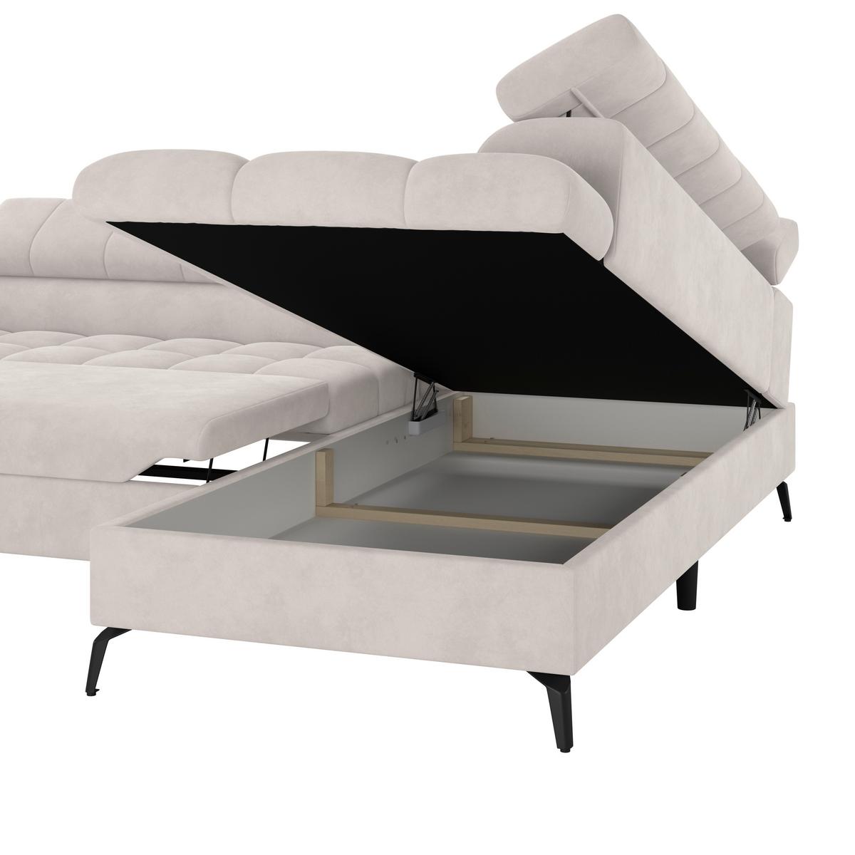 Ecksofa Volf Rechts New Weiß, S: 261x203 cm - Schwarz/Weiß, Trend, Kunststoff/Textil (261/203cm)