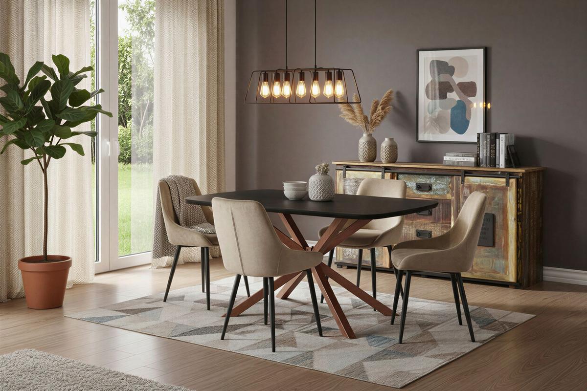 Sideboard Altholz B: 150cm - Multicolor/Schwarz, Design, Holz (150/81/38cm) - MID.YOU