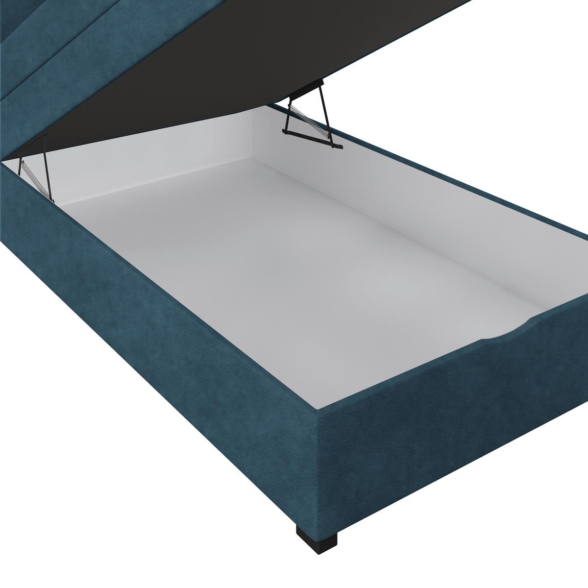 Boxspringbett mit Topper & Bettkasten 120x200 Lauro - Blau/Schwarz, Trend, Textil (120/200cm)