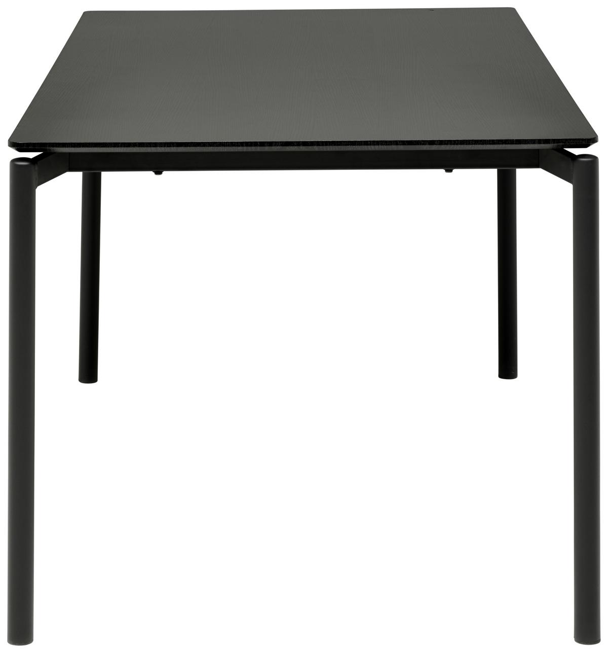 Esstisch Lean Mdf Schwarz, B: 160 cm - Schwarz, KONVENTIONELL, Holzwerkstoff/Metall (160/90/76cm) - P & B