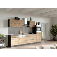 Küchenzeile Turin ohne Geräte B: 300 cm Graphitfarben/Eiche - Eiche Wotan/Graphitfarben, Design, Holzwerkstoff (300cm) - Held