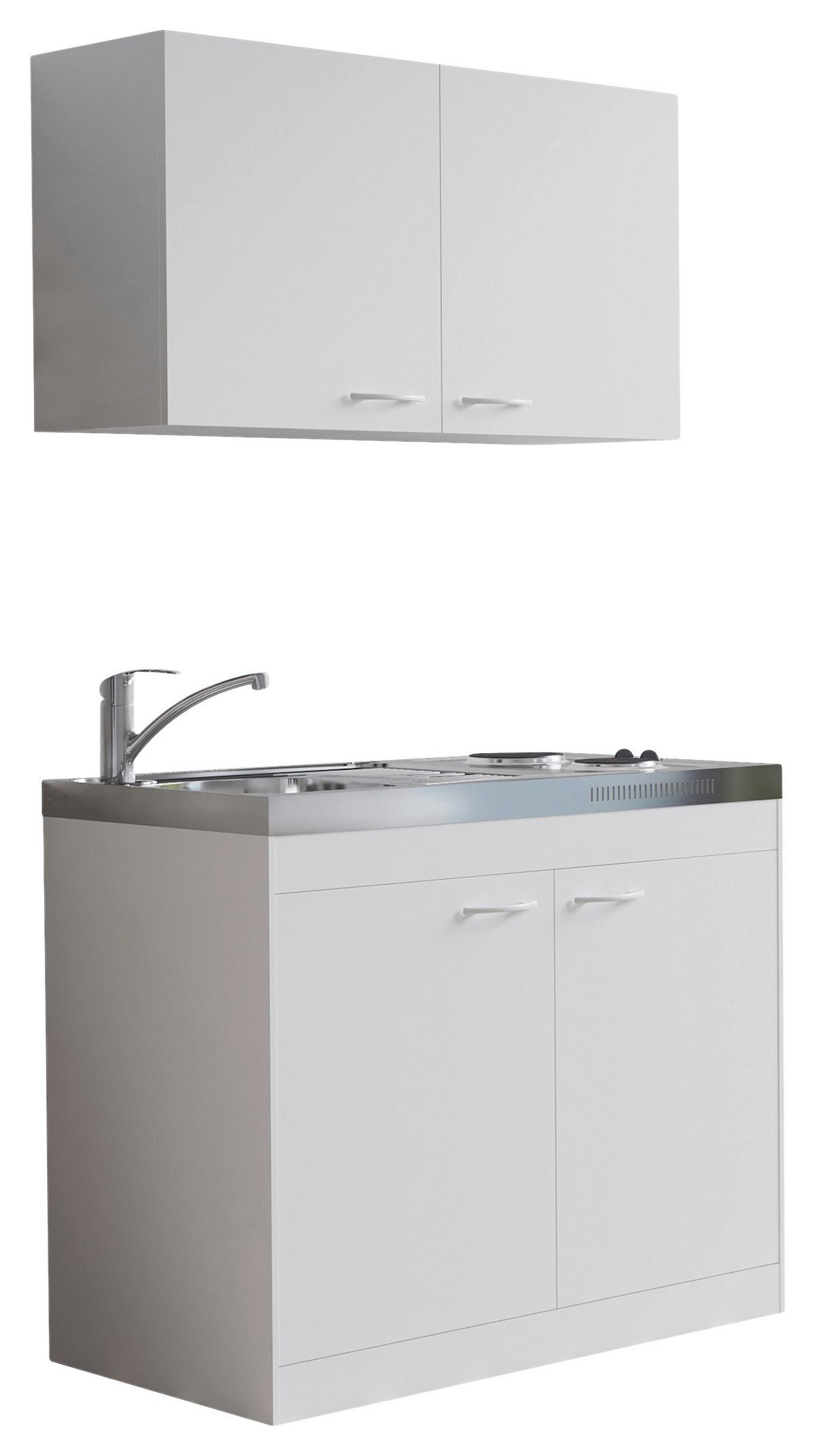 Miniküche Levin Weiß B: 100cm - Weiß, Basics, Holzwerkstoff (100cm) - Respekta