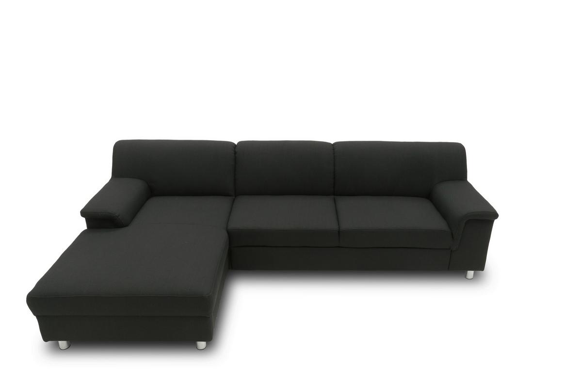 Ecksofa Jamie Armlehnen Schwarz Webstoff - Chromfarben/Schwarz, KONVENTIONELL, Textil (150/251cm) - MID.YOU