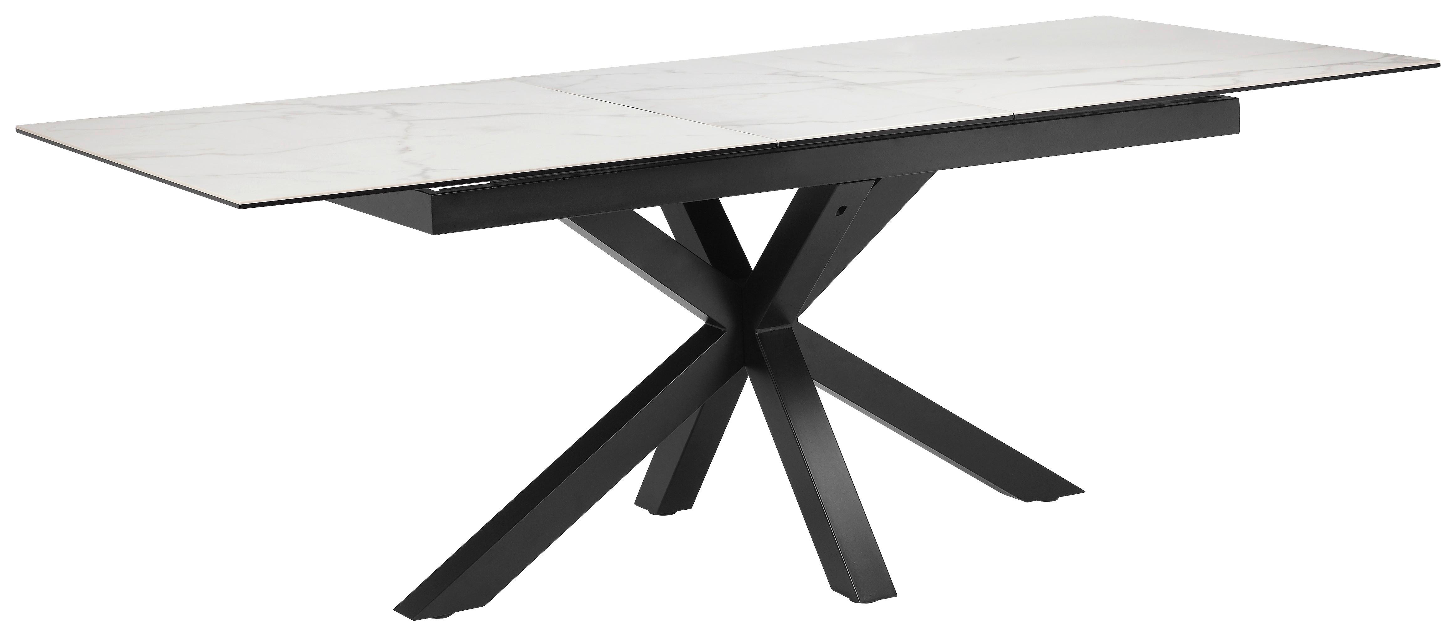 Esstisch Lotus Schwarz/Weiß L: 168-210 cm - Schwarz/Weiß, MODERN, Glas/Keramik (168-210/90/76cm) - MID.YOU