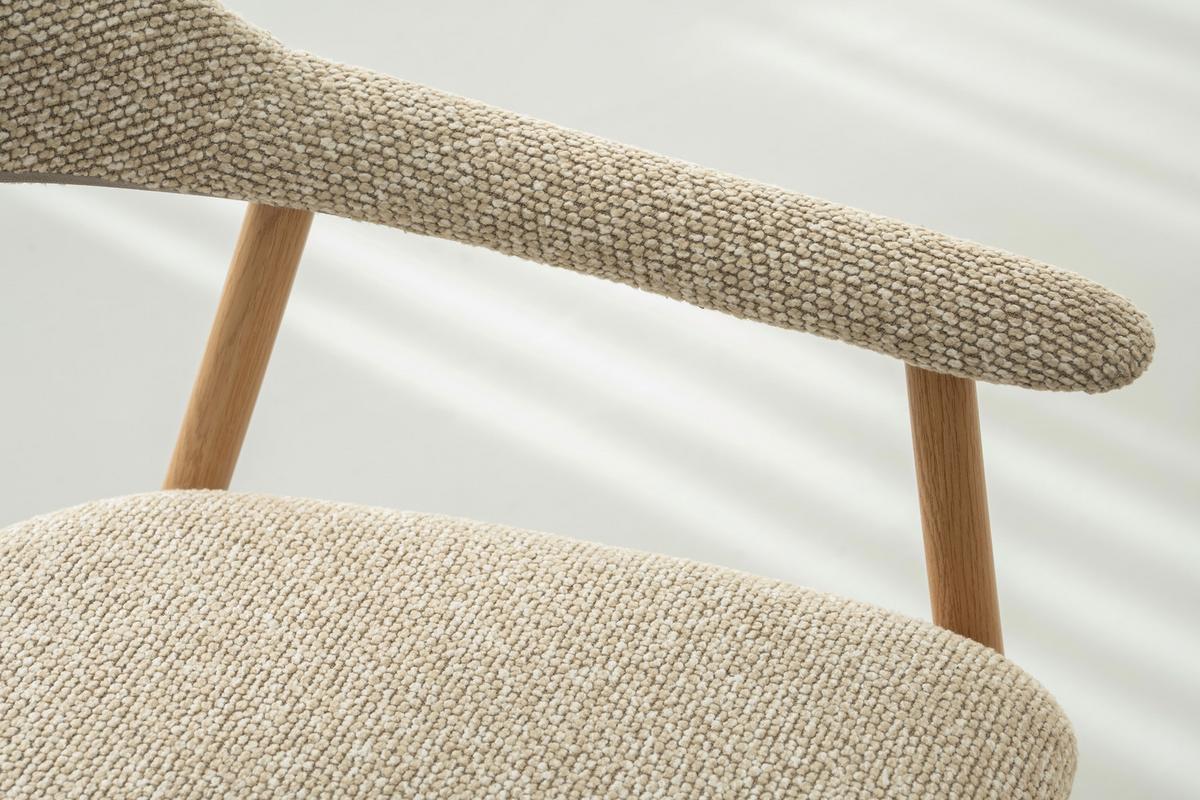 Armlehnstuhl Linea Beige/Eichefarben B: 59 cm - Eichefarben/Beige, Basics, Holz/Textil (59/75/62cm) - Livetastic