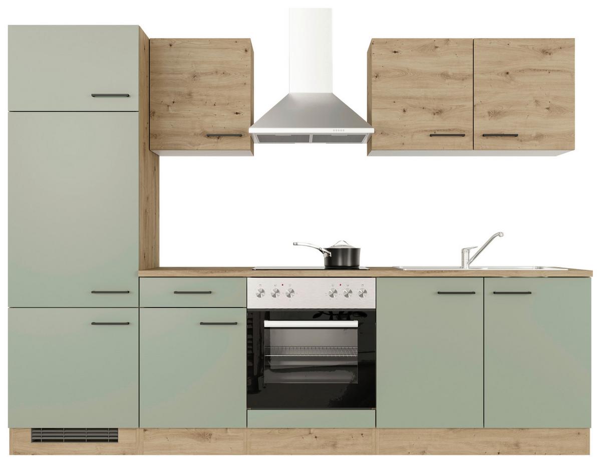 Kuchyňský blok CARA bez spotřebičů, šířka 270 cm - černá/zelená, Konvenční, kov/kompozitní dřevo (270/200/60cm)