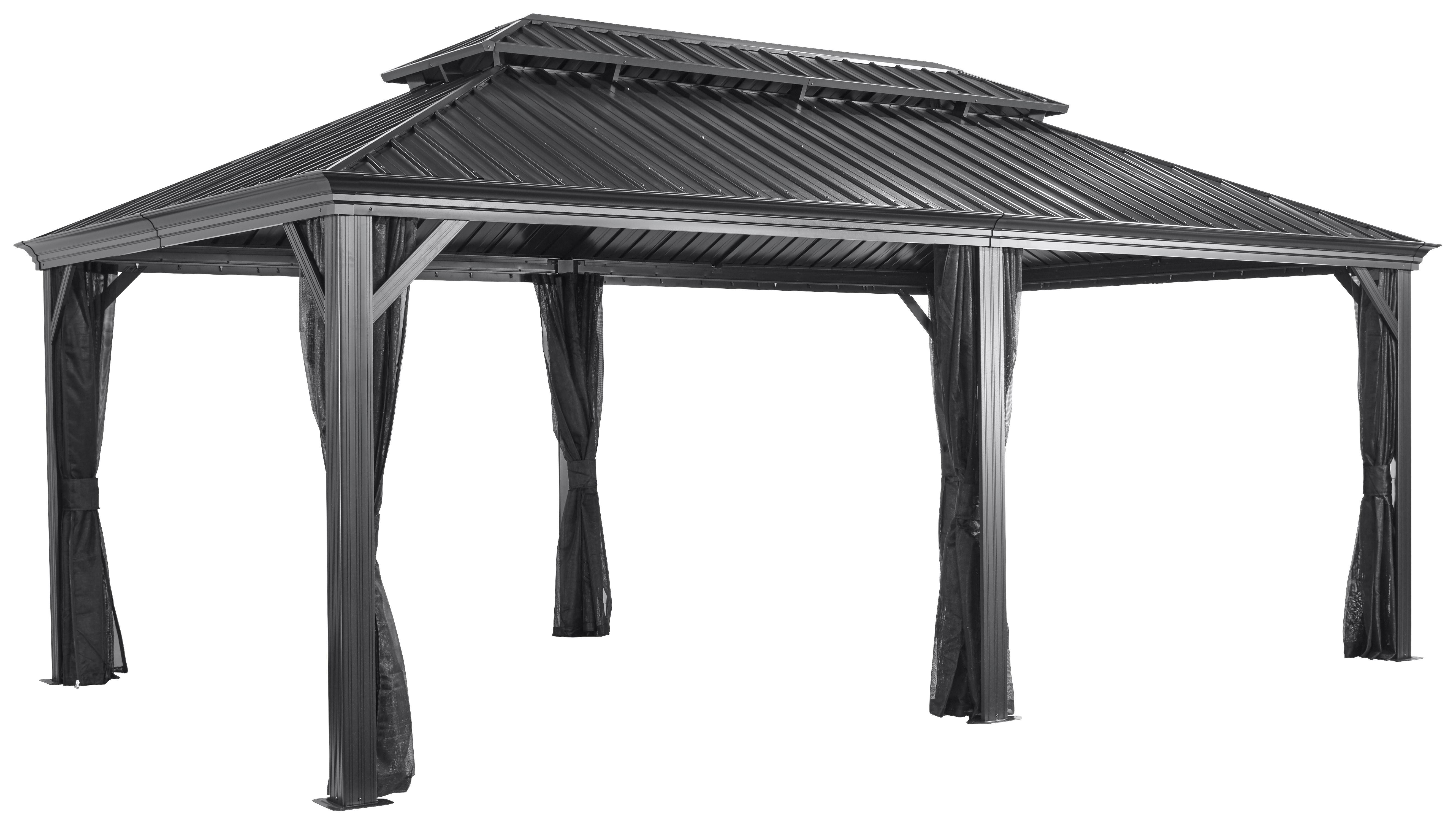Pavillon Messina 598x363 cm wetterfest Gartenpavillon - Anthrazit, Basics, Metall (598/307/363cm)