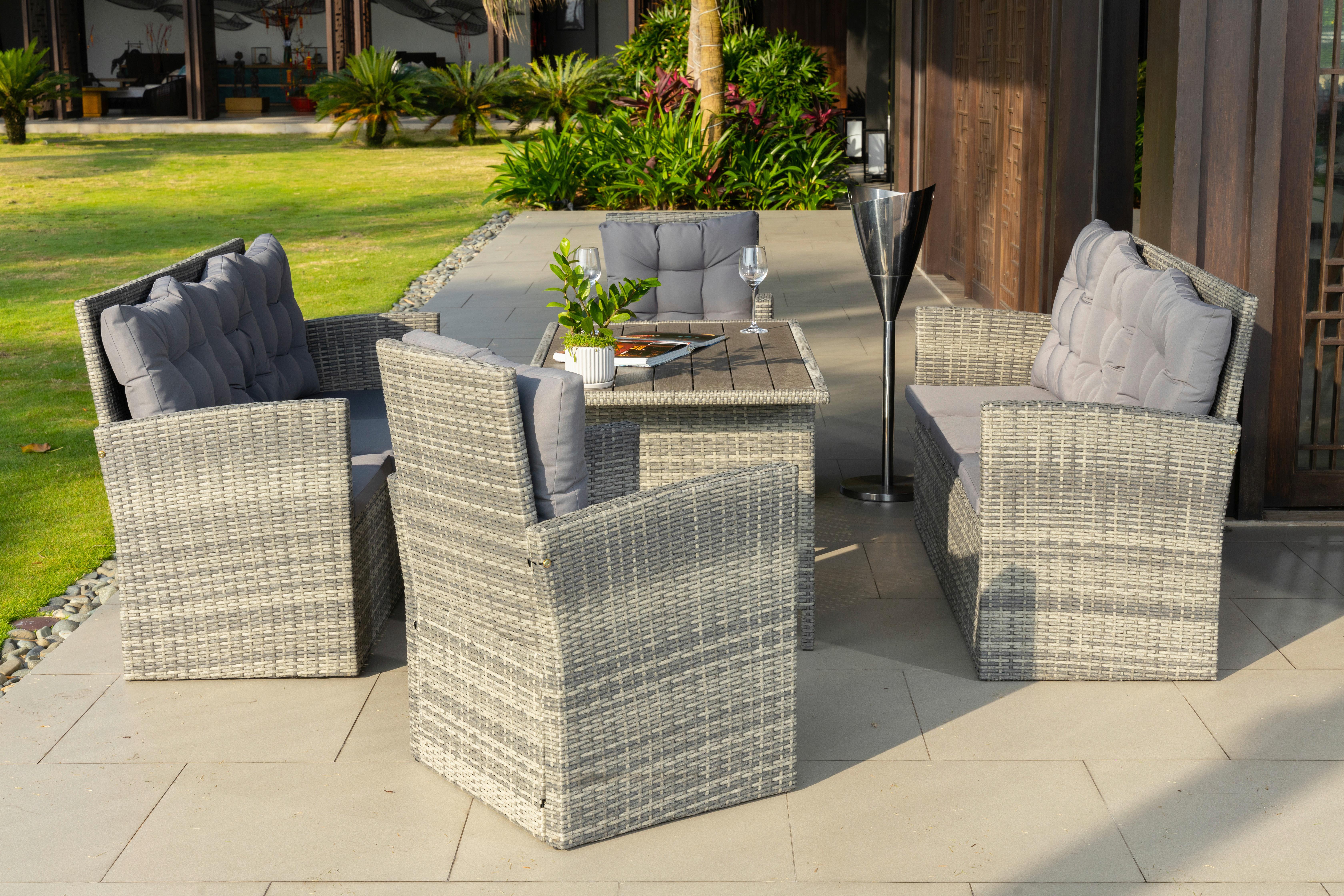 Loungegarnitur 5-Tlg. Hadwin, Kunststoffgeflecht mit Kissen