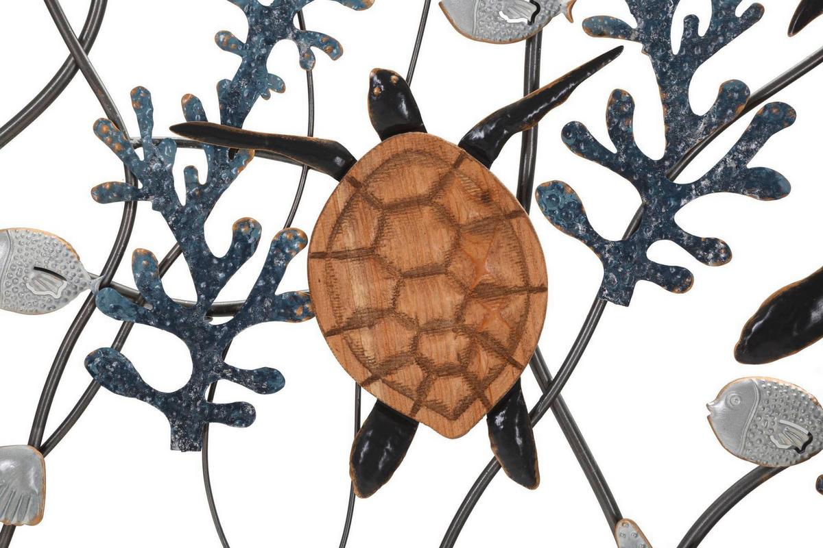 Wanddeko Turtle Naturf./Schwarz/Weiß B: 138 cm - Schwarz/Naturfarben, Basics, Holzwerkstoff/Metall (132.7/69.9/5.7cm)
