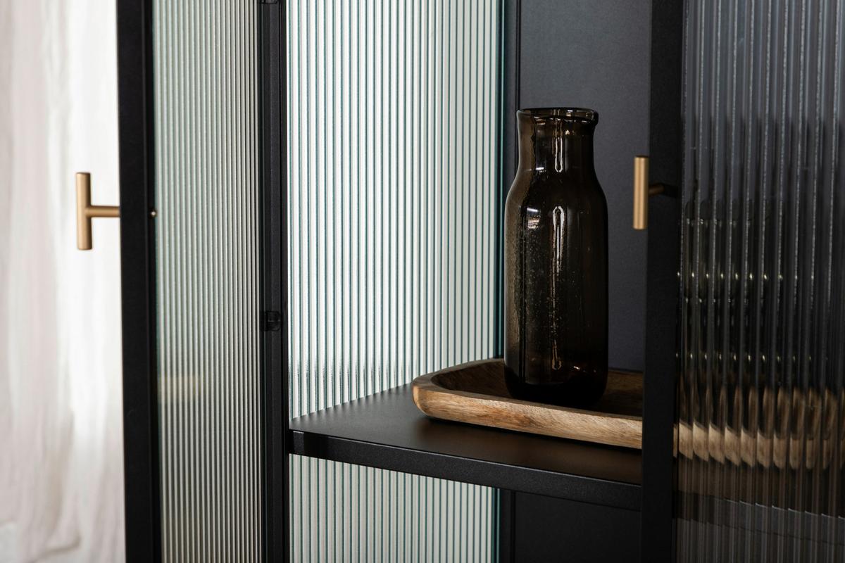 Highboard Garis - Schwarz, Design, Glas/Metall (70/160/40cm) - Livetastic
