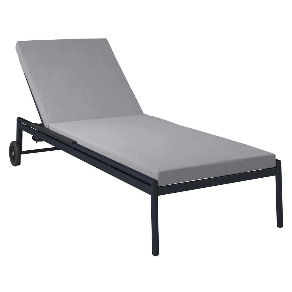 Záhradné ležadlo FENJA - svetlosivá/tmavosivá, Modern, kov/textil (210/65/32cm) - Bessagi Garden