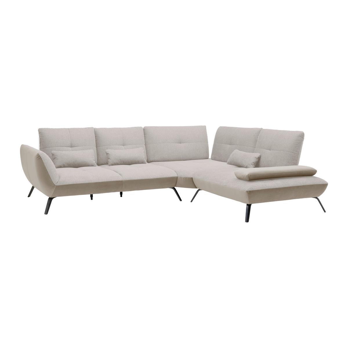 Rohová sedačka TRENDY, pravá, písková / béžová - černá/pískové barvy, Moderní, kov/kompozitní dřevo (310/93/250cm) - Premium Living