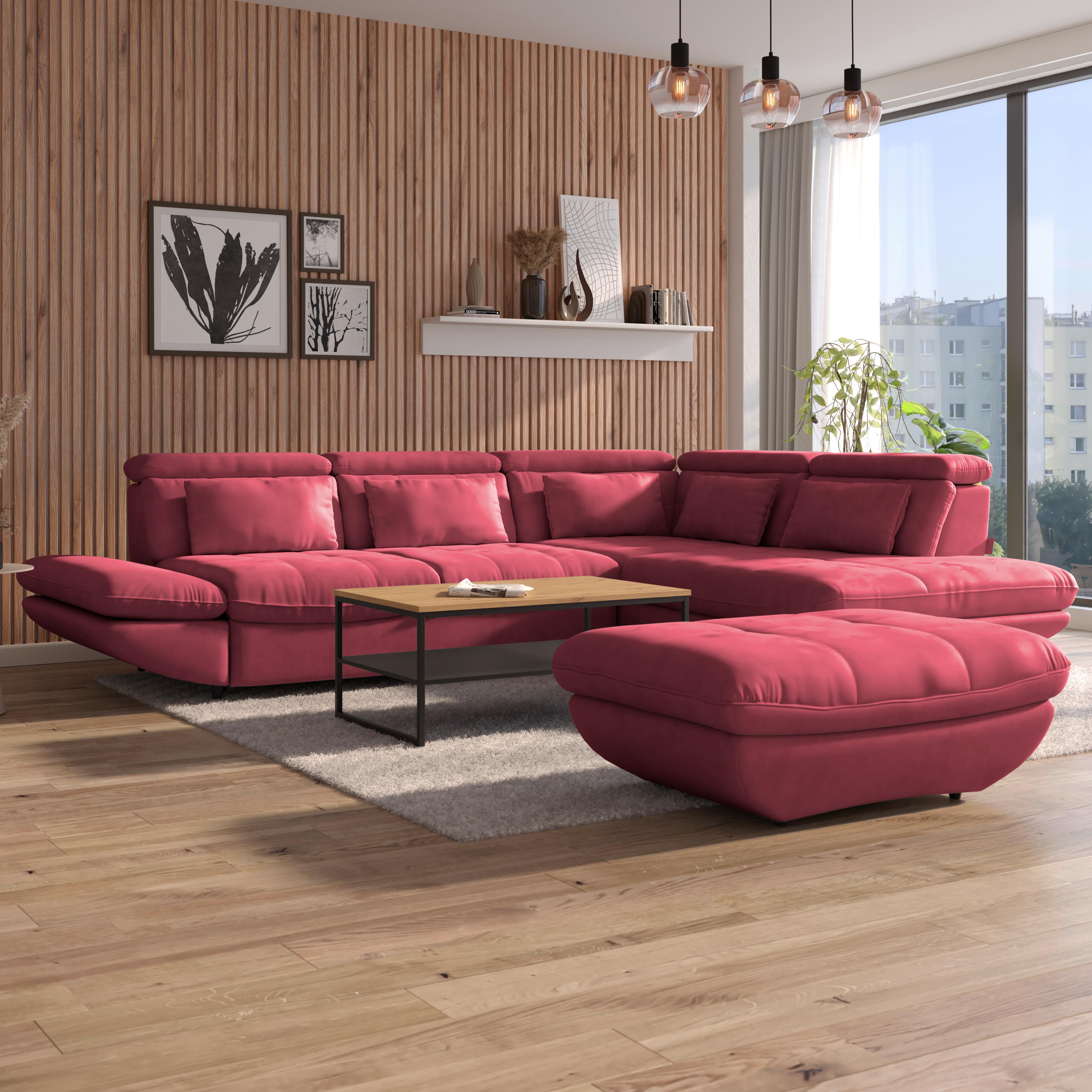 Wohnlandschaft Park - Koralle/Schwarz, MODERN, Textil (233/311cm) - Luca Bessoni