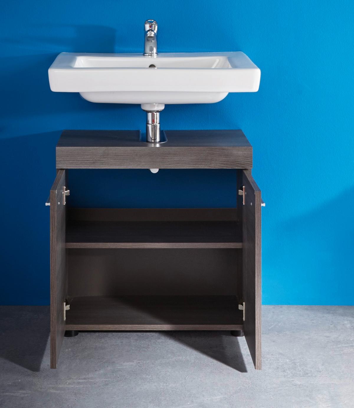 Waschbeckenunterschrank Runner/Moon B: 28cm - Schwarz/Silbereichenfarben, MODERN, Holzwerkstoff (58/57/31cm) - MID.YOU