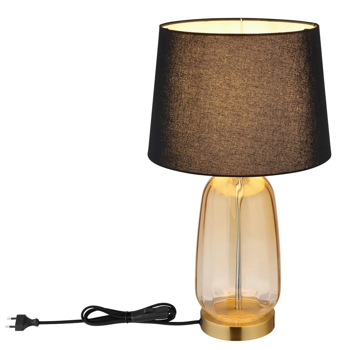 Tischleuchte 24142s - Klar/Messingfarben, KONVENTIONELL, Glas/Textil (30/52cm) - Globo